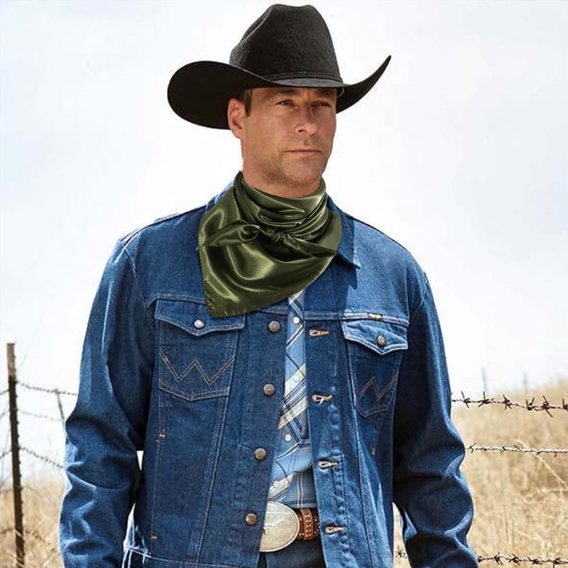 GERINLY Solid Color Wild Rag, Pure Cowboy Bandanas 35 Inch, Bolo Scarf for Men Women - Image 3